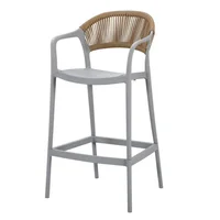 Silla para Bar Bali Gris Con Espaldar En Cuerdas y Diseño Moderno