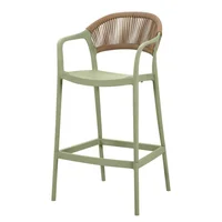 Silla para Bar Bali Verde Con Espaldar En Cuerdas y Diseño Moderno