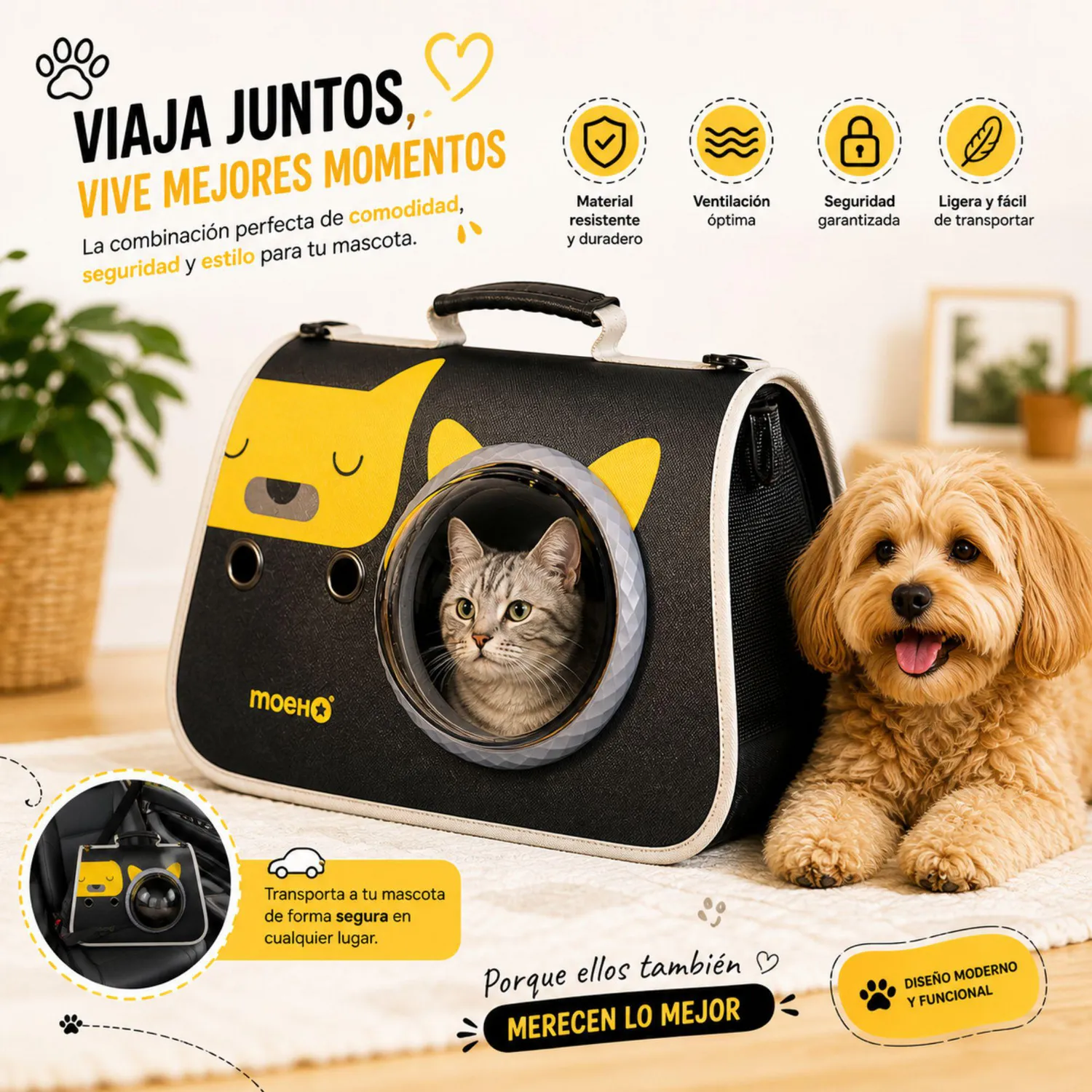 Maleta Para Mascotas Guacal Morral Bolso Para Gatos y Perros 4