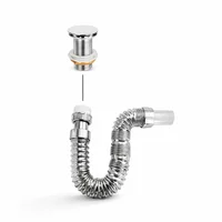 Desagüe Push Con Sifón Flexible Cromado para Lavamanos