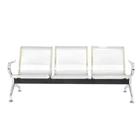 Silla Tándem 3 Puestos Cromada 188x77x37cm Cromada Set X 6 Unidades