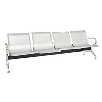 Silla Tándem 4 Puestos Cromada 248x77x37cm Cromada Set X 12 Unidades