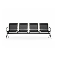 Silla Tándem 4 Puestos 248x77x37cm Negro Set X 12 Unidades