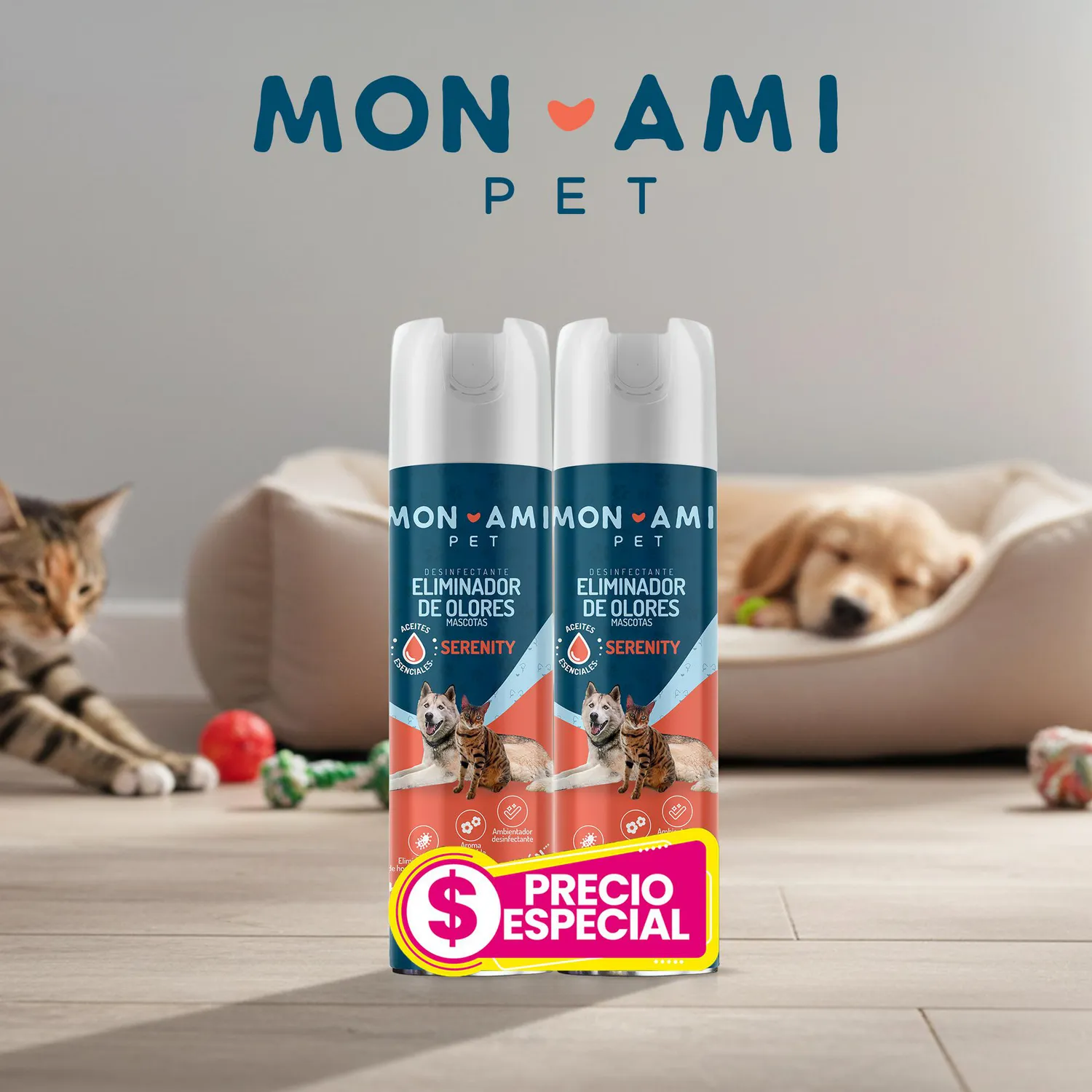 Duopack Desinfectante Eliminador de Olores Mon Ami Serenity 400 ml