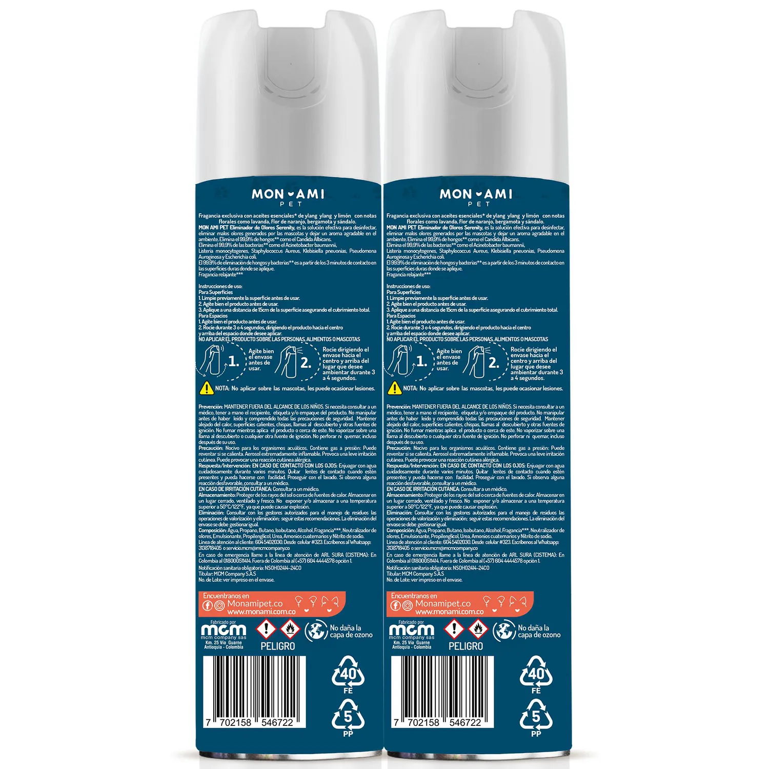 Duopack Desinfectante Eliminador de Olores Mon Ami Serenity 400 ml 3