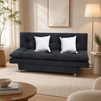 Sofá Cama Chicago Gris + 2 Cojines en Tela Suave Amigable con Las Mascotas