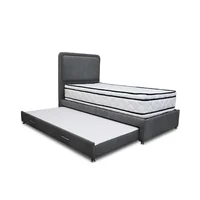 Combo Cama Tarima Nube 140x190 Doble Gris Oscuro Mas Espaldar