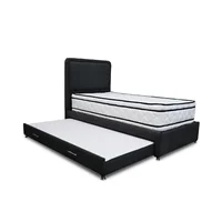Combo Cama Tarima Nube 140x190 Doble Negro Mas Espaldar
