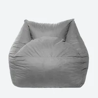 Sillón Puff Kubox En Microfibra Gris Claro
