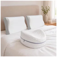 Set x2 Almohadas Cervicales Pequeñas + 1 Cojín de Piernas  Memory Foam