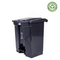 Papelera Plástica Cuadrada Pedal 60 Lt Negra Colplast
