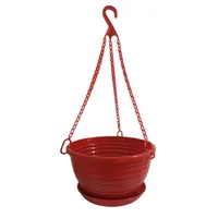 Matera Colgante de Gancho con Plato Recolector en Plástico 29  cm Color Rojo