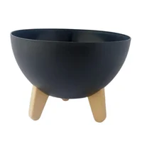 Matera Pequeña Jardín Creativo en Plástico 24 cm con 3 Patas Removibles Color Negro Mate