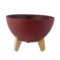 Matera Pequeña Jardín Creativo en Plástico 24 cm con 3 Patas Removibles Color Vino Mate
