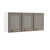 Gabinete Superior de Cocina 52x120x28cm En Acero 3 Puertas Con Rattán Pecan