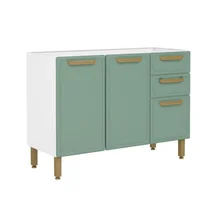 Mueble Inferior de Cocina Sin Mesón 86x120x48cm 3 Puertas 2 Cajones Menta