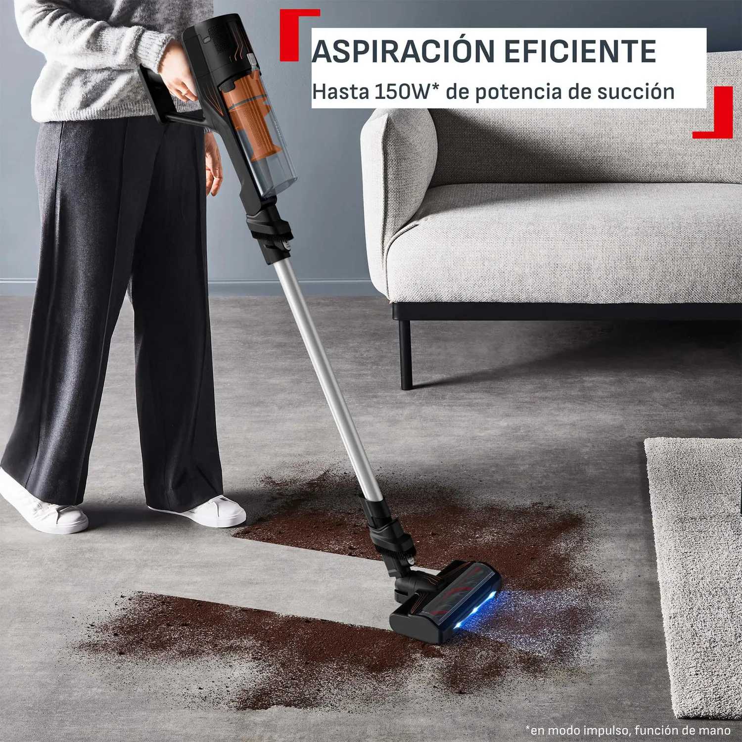 Aspiradora Vertical Inalámbrica X-force 5.80,150 Watts, Batería 40 minutos Negro T-fal