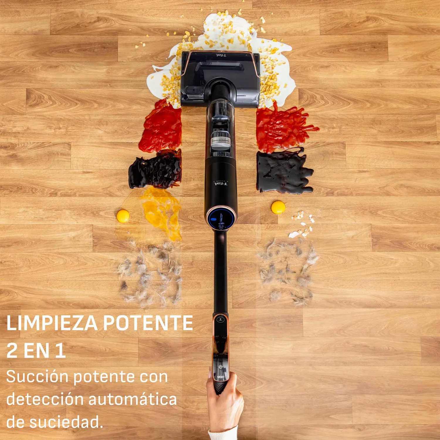 Aspiradora Trapeadora Vertical X-clean 7 Inalámbrica Función 2 En 1 para Suelos Duros T-fal 4