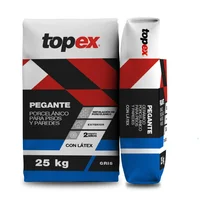 Pegante Porcelánico para Pisos y Paredes Exterior Gris con Látex 25 kg Topex