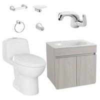 Combo Sanitario Smart Al Mueble Aluvia El Niebla 60 cm + Grifería Aluvia Cromada + Accesorios x 4 Corona
