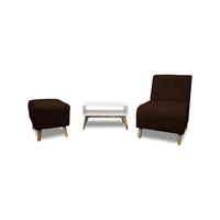Combo Poltrona Milan Marron + Puff + Mesa de Centro