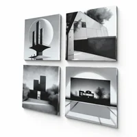 Arte Arquitectónico Gris Set x4 de 43x43cm