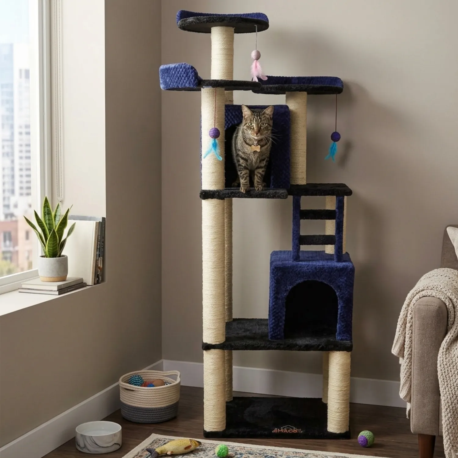 Gimnasio Rascador para Gatos Casa Grande 180x60x45