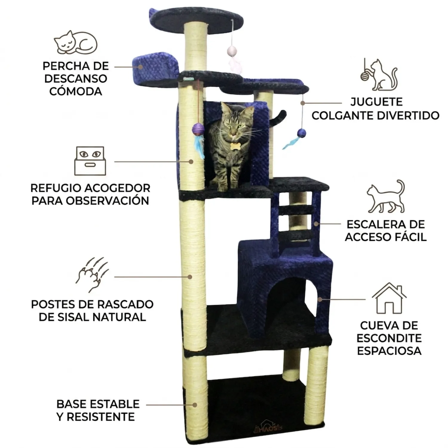 Gimnasio Rascador para Gatos Casa Grande 180x60x45 7