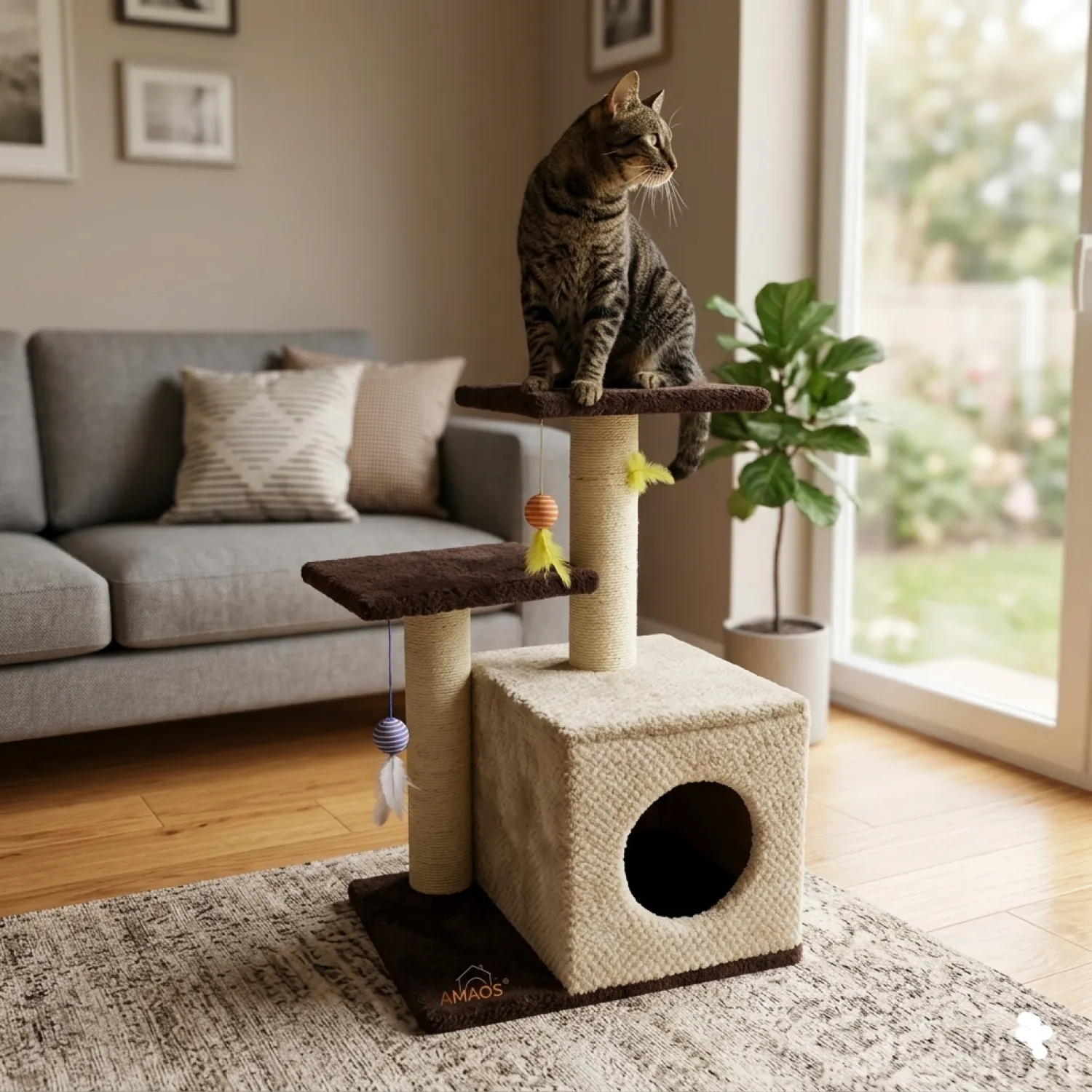 Gimnasio Rascador Para Gatos Con Sofá 70X48X38