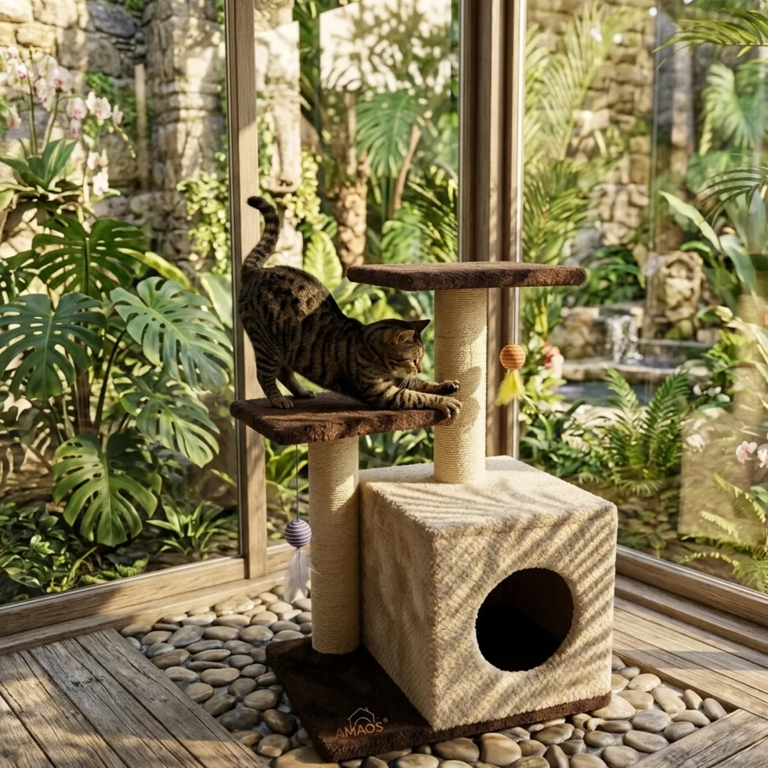 Gimnasio Rascador Para Gatos Con Sofá 70X48X38 4