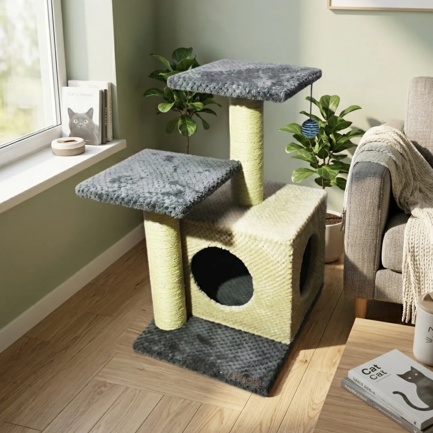 Gimnasio Rascador Para Gatos Con Sofá 70X48X38