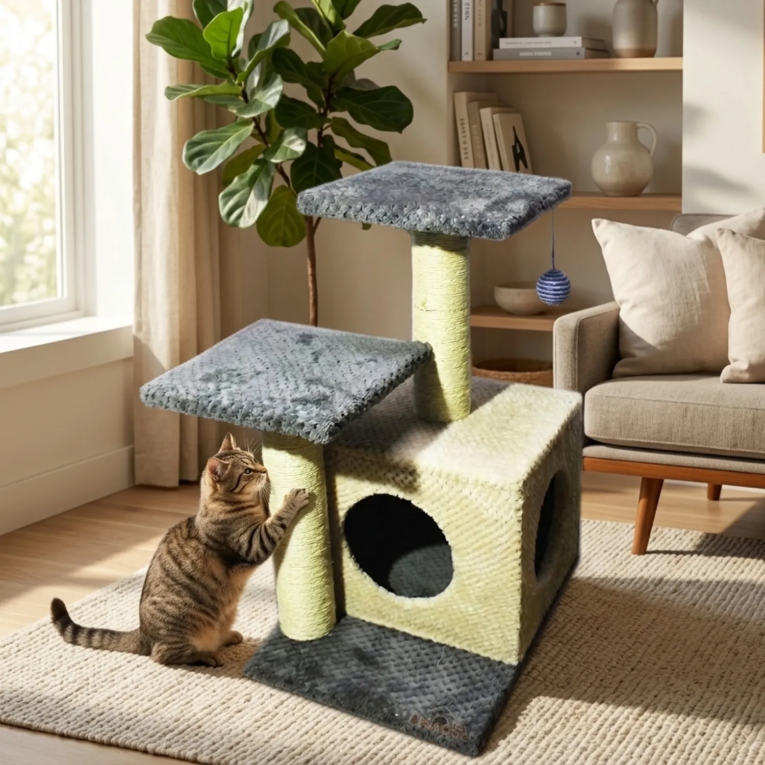 Gimnasio Rascador Para Gatos Con Sofá 70X48X38 4