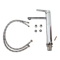 Llave Lavamanos Monocontrol Alta con Manija Tpo Palanca Cromada + Mangueras Fwy