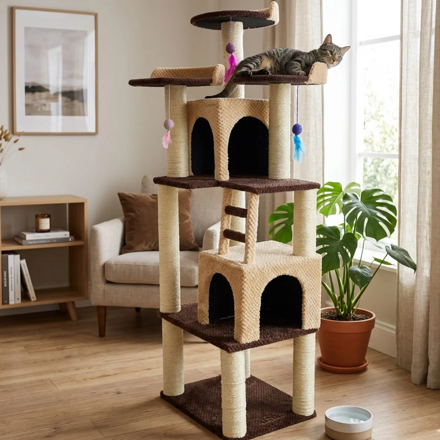 Gimnasio Árbol Para Gatos Grande Casa 180X60X45