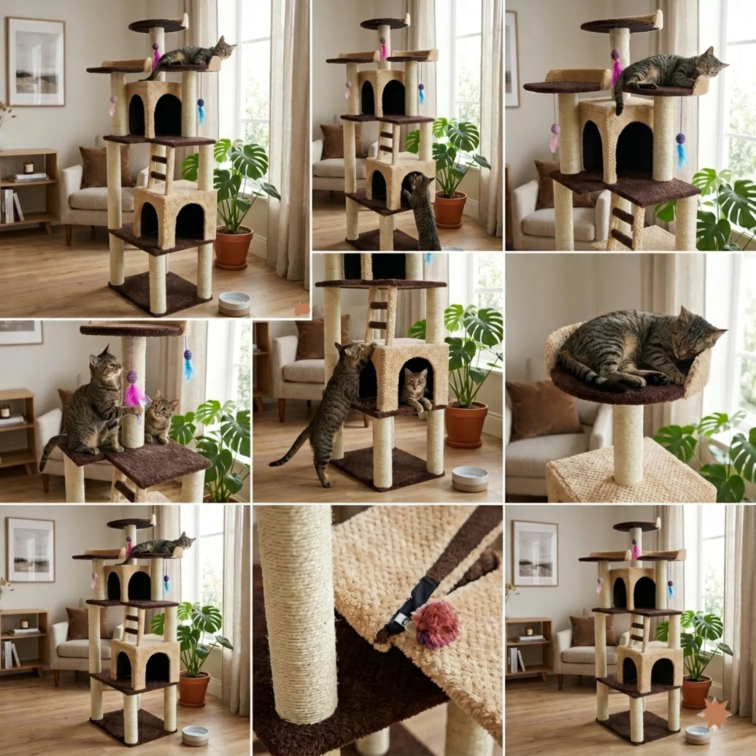 Gimnasio Árbol Para Gatos Grande Casa 180X60X45 4