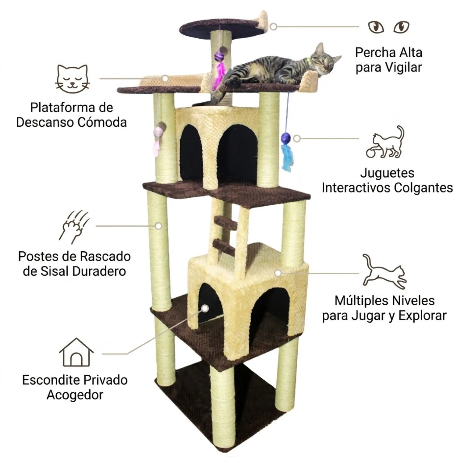 Gimnasio Árbol Para Gatos Grande Casa 180X60X45 7