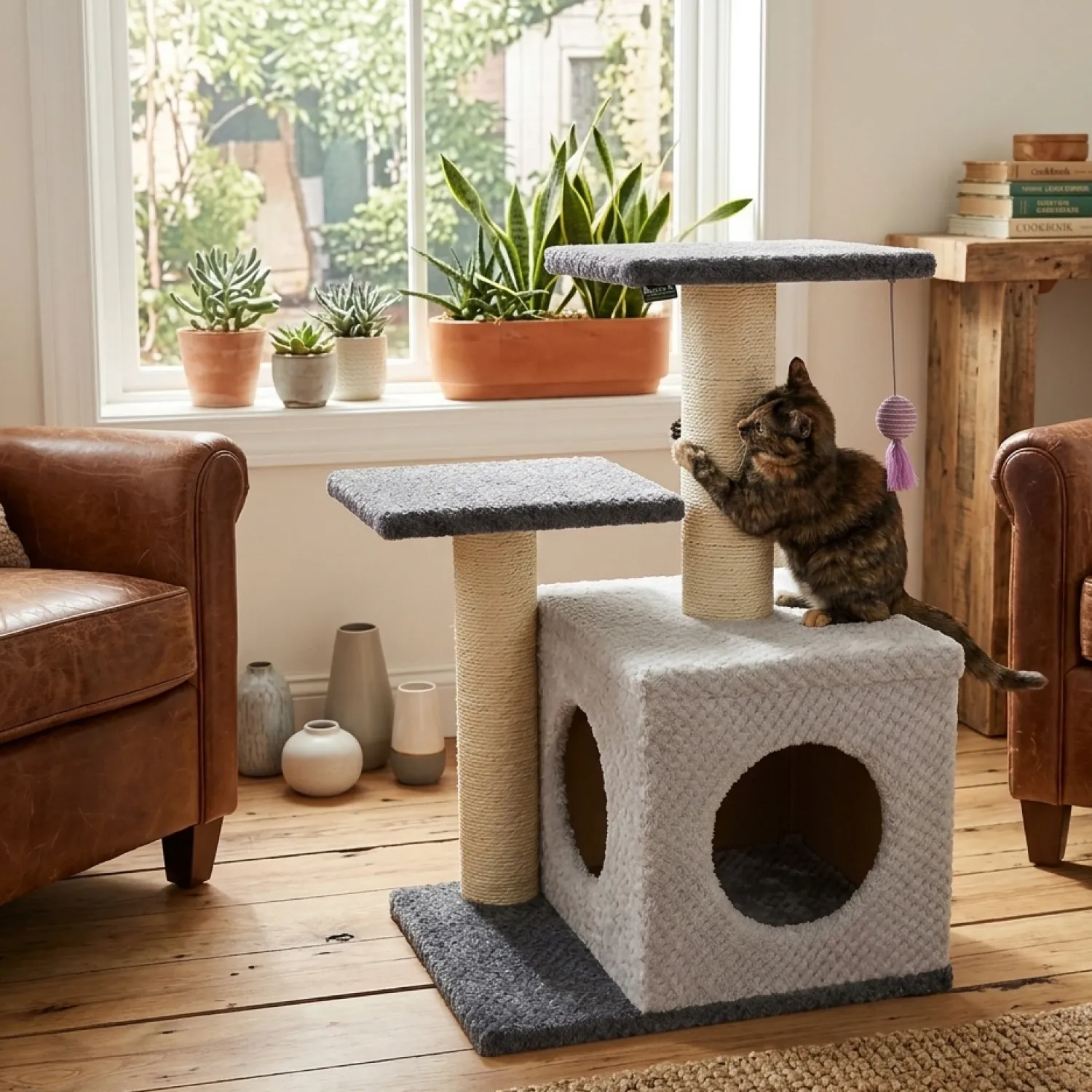 Gimnasio Rascador Para Gatos Con Sofá 70X48X38 4