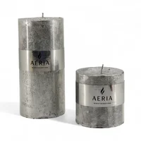 Set Velas Plateada Con Adorno Plateado 7.5cm. 15cm