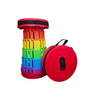 Silla Taburete Tipo Telescopio Dz-7 Portátil Retráctil Rojo