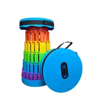 Silla Taburete Tipo Telescopio Dz-7 Portátil Retráctil Azul