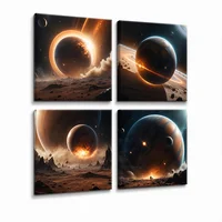Arte Astronómico de Planetas Set x 4 de 43x43cm