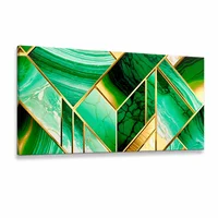 Lienzo Cuadro Decorativo Abstracto Verde y Dorado 118x55cm