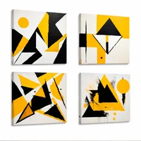 Lienzos Cuadros Decorativos Geometría Energia Amarilla Set x 4 de 43x43cm