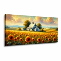 Lienzo Cuadro Decorativo Valle de Girasoles 118x55cm