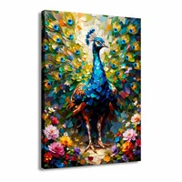 Lienzo Cuadro Decorativo Pavo Real Imperial 93x60cm