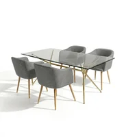 Juego de Comedor Ambar Gris Ratón X4 Mesa Base Dorada