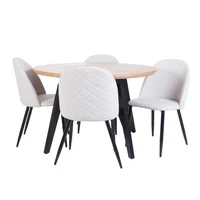 Comedor Redondo Akiva 4 Puestos Beige 145x145x86 cm