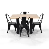 Set de Comedor Marsella Duna Con 4 Sillas Derek Negras