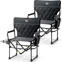 Silla Director Plegable Negra TIMBER RIDGE con Mesa Lateral Paquete x 2