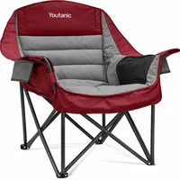 Silla Plegable de Camping Acero Acolchada Extra Grande con Portavasos Youtanic